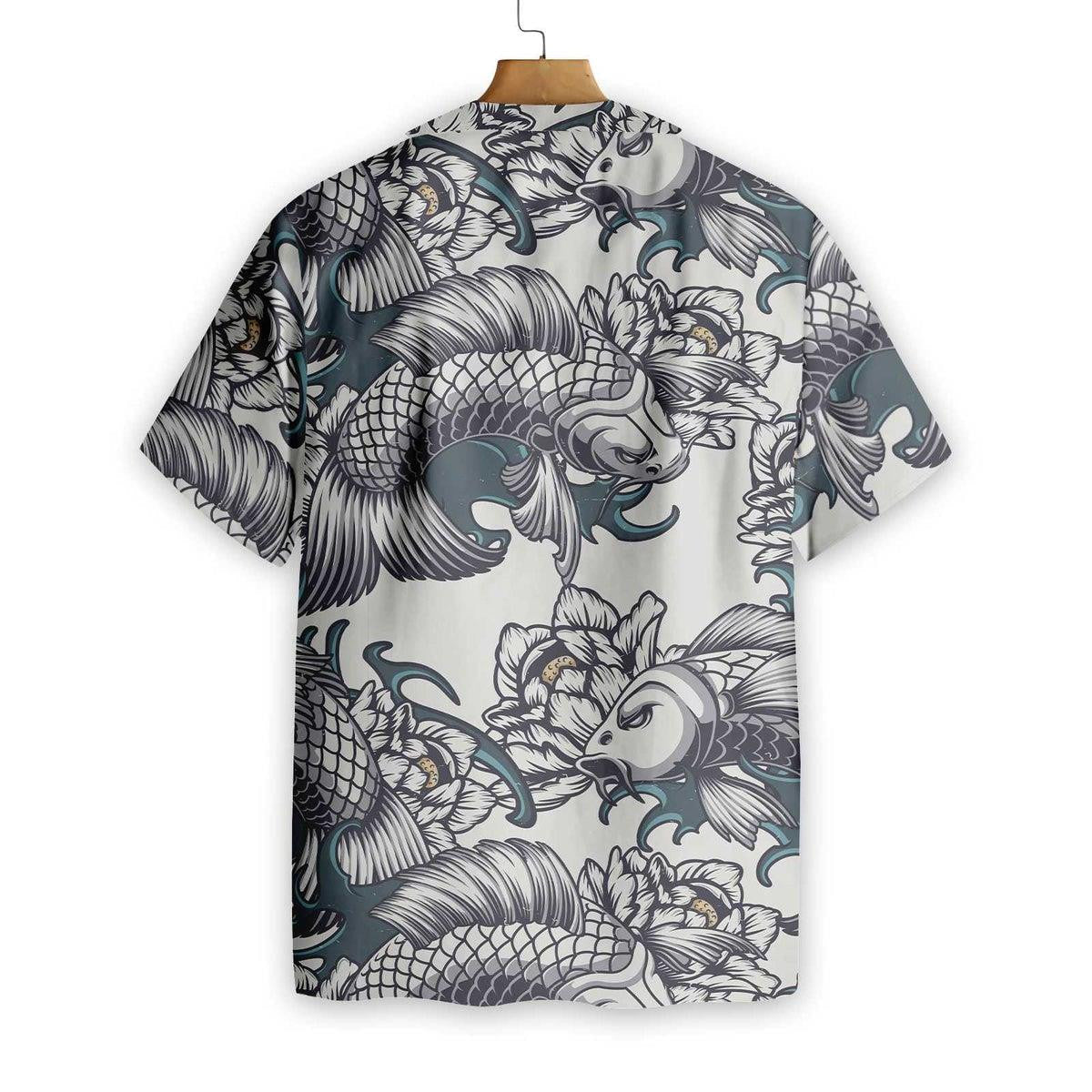 Traditional Floral Fish Hand Drawn Tattoo Pattern Hawaiian Shirt, Hawaiian Shirt Gift, Christmas Gift
