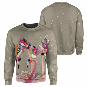 Grey Flamingo - 3D All Over Printed Shirt Tshirt Hoodie Apparel
