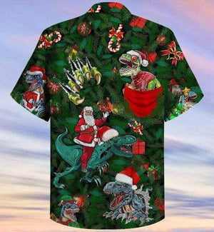 Cool T-rex Dinosaur Enjoy Christmas Design Hawaiian Shirt, Hawaiian Shirt, Christmas Gift