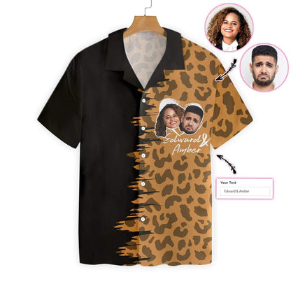 Lánúineacha Marcaíochta Dearadh Craiceann Liopard Grianghraf Saincheaptha Léine Haváís, Bronntanas Léine Haváís, Bronntanas Nollag