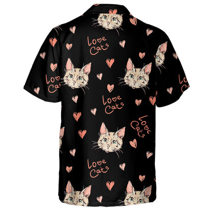 Aghaidh gleoite an Chait Agus an Chroí I Stíl Chartúin Léine Haváís, Bronntanas Léine Haváíais, Bronntanas Nollag