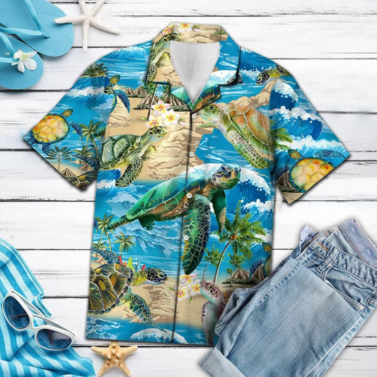Appealing Turtle Beach Summer Vacation Pattern Hawaiian Shirt, Hawaiian Shirt Gift, Christmas Gift