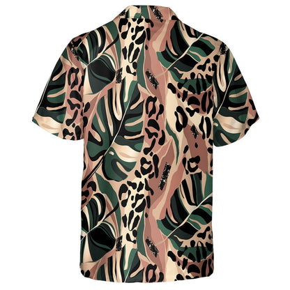 Modern Exotic Floral With Leopard Skin Hawaiian Shirt,Hawaiian Shirt Gift, Christmas Gift