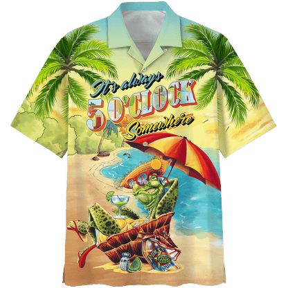 Turtle Chilling On The Beach Design Hawaiian Shirt, Hawaiian For Gift
