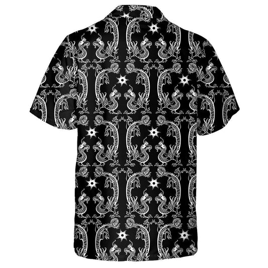Chinese Dragon On Black Background Vintage Style Hawaiian Shirt, Hawaiian Shirt Gift, Christmas Gift