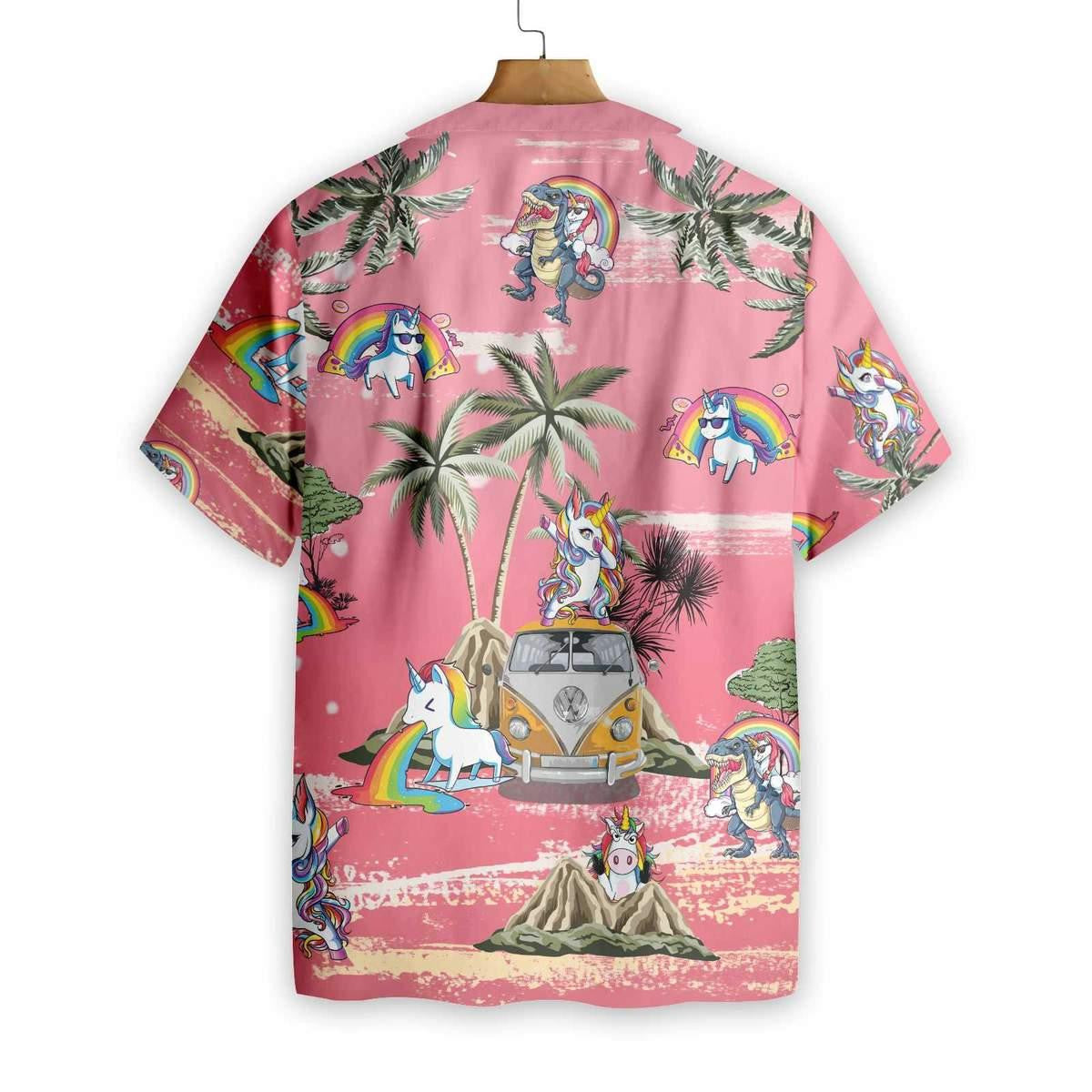 Baby Unicorn Am Samhraidh Cúlra Bándearg Dearadh Léine Haváís, Bronntanas Léine Haváís, Bronntanas Nollag