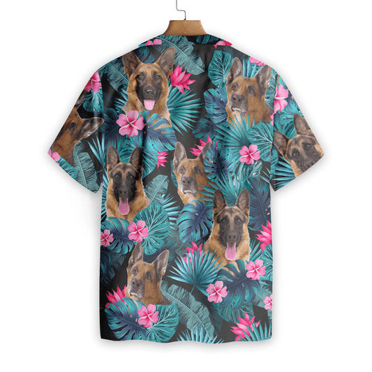 Tropical German Shepherd Dog Pattern Hawaiian Shirt,Hawaiian Shirt Gift, Christmas Gift