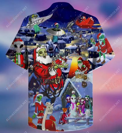 Nollaig Shona Earthlings Eachtrannaigh Laethanta Saoire Léine Gearr Haváís Aloha Shirt Léinte Haváís Saincheaptha Léinte Haváís do Mhná, Bronntanas Léine Haváís, Bronntanas Nollag