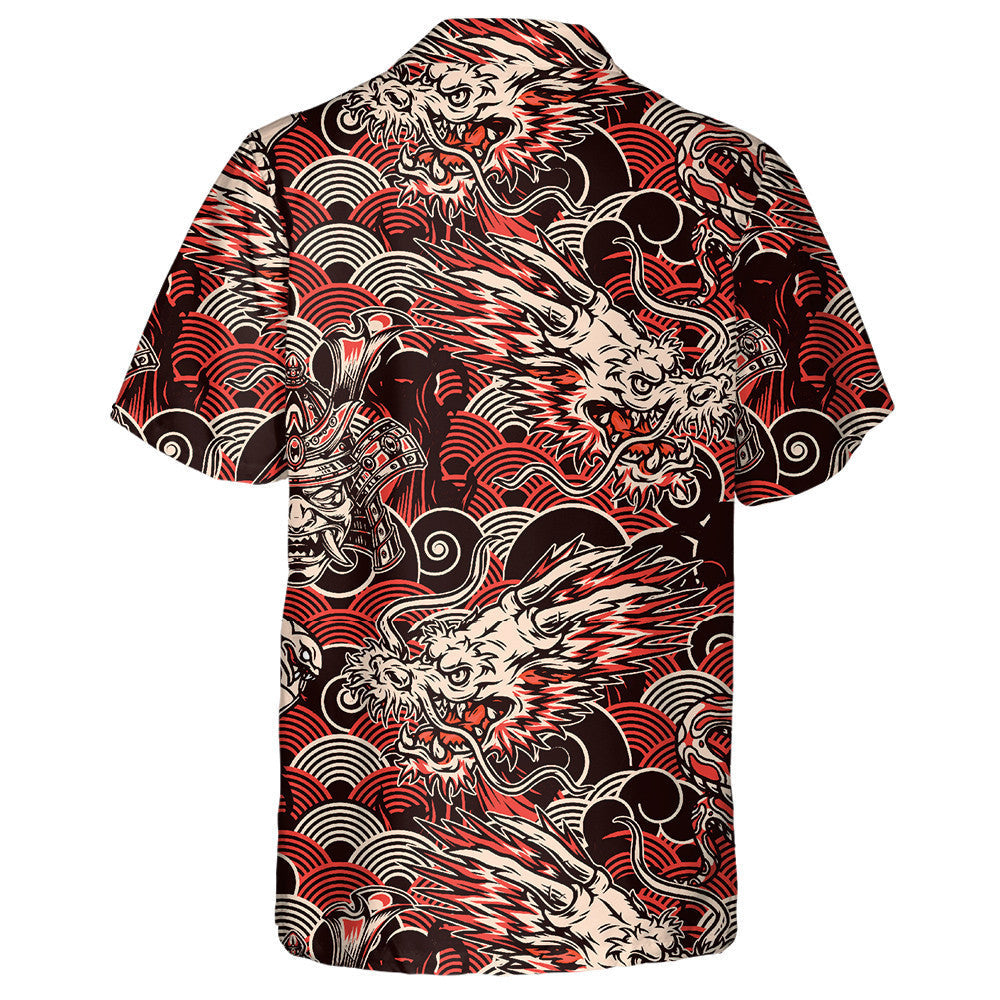 Fantasy Dragon Head Samurai Mask In Helmet Hawaiian Shirt, Hawaiian Shirt Gift, Christmas Gift