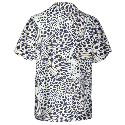 Butterfly On Leopard In Vintage Style Hawaiian Shirt, Hawaiian For Gift