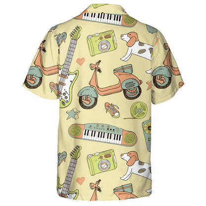 Cute Beagle Dog Guitars And Motorcycles Hawaiian Shirt,Hawaiian Shirt Gift, Christmas Gift