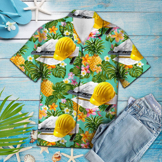 Tropical Pineapple Engineer Equipment Pattern Hawaiian Shirt,Hawaiian Shirt Gift, Christmas Gift