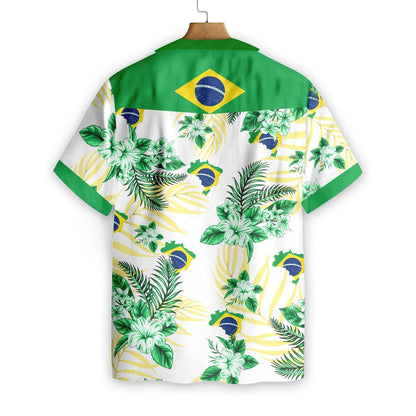 Brazil Proud With White Skin Pattern Hawaiian Shirt, Hawaiian For Gift