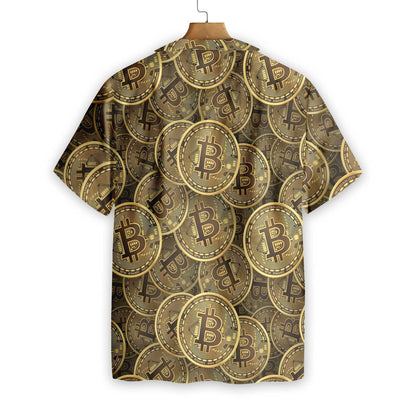 Excellent Realistic Seamless Bitcoin Cryptocurrency Design Hawaiian Shirt,Hawaiian Shirt Gift, Christmas Gift