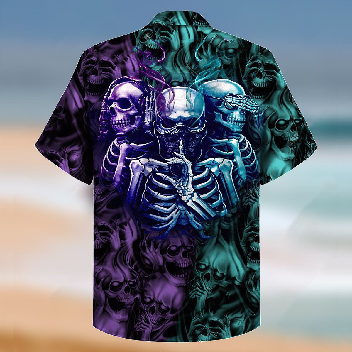 Skull No Hear Speak Féach olc deas Léine Haváíais Ornáideach, Bronntanas Léine Haváís, Bronntanas Nollag