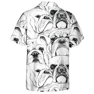 A Bulldog Portraits Black And White Hawaiian Shirt, Hawaiian Shirt Gift, Christmas Gift