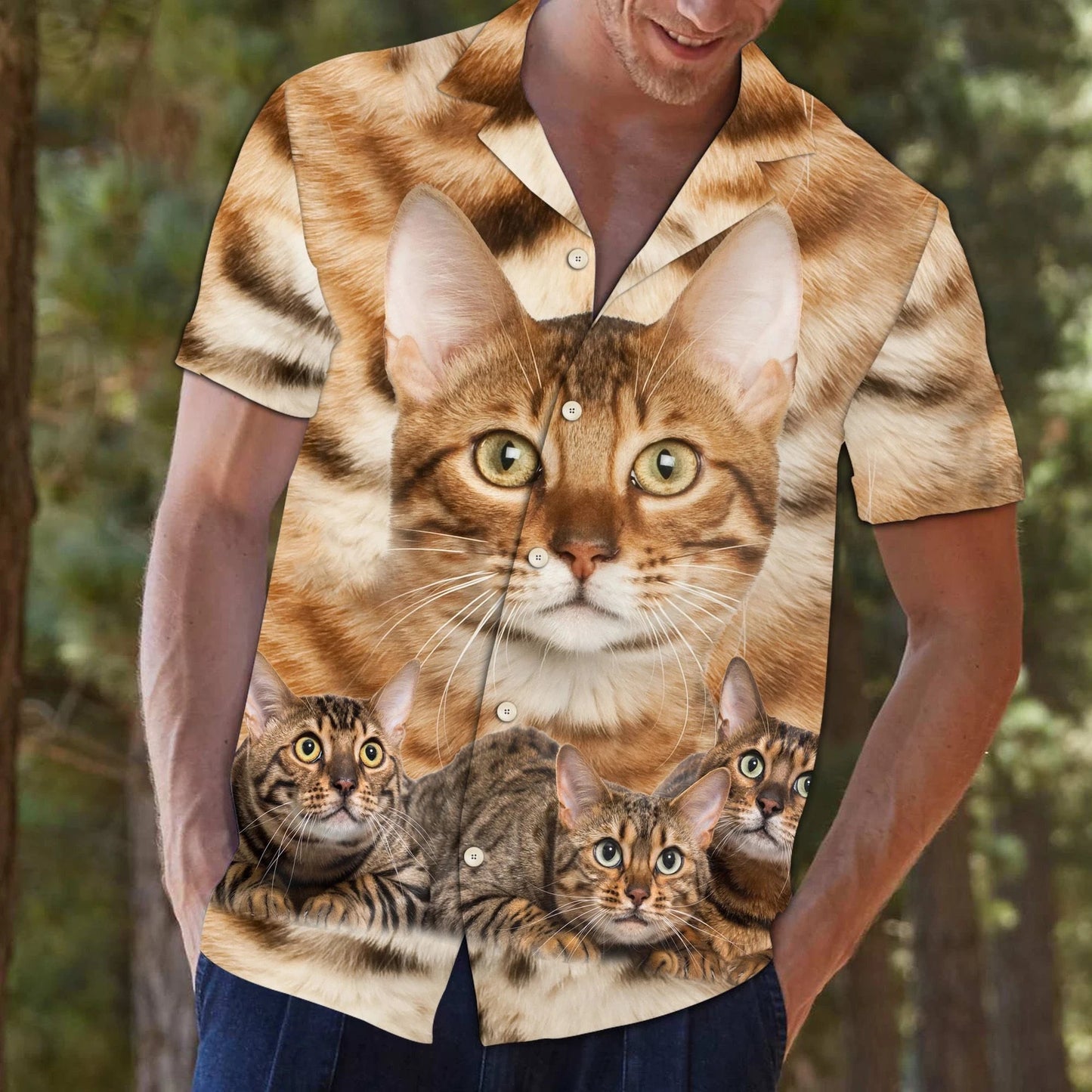 Bengal Bronntanas Portráidíochta Cat Mór Do Leannán Peataí Léine Haváís, Bronntanas Léine Haváís, Bronntanas Nollag