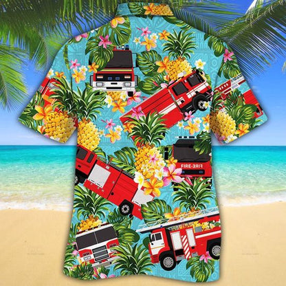 Firefighter Cars Pineapple hawaiian shirt_ Hawaiian Shirt Gift, Christmas Gift