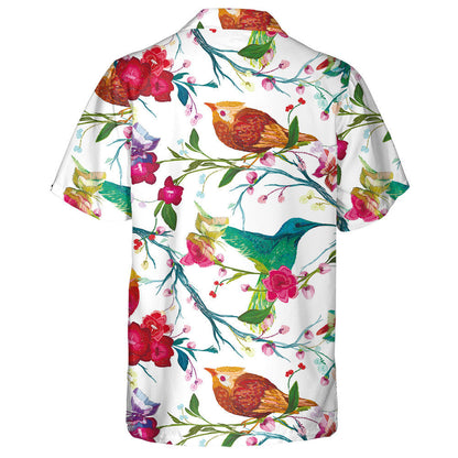 Butterfly And Bird Perched On A Tree Branch Hawaiian Shirt, Hawaiian Shirt Gift, Christmas Gift