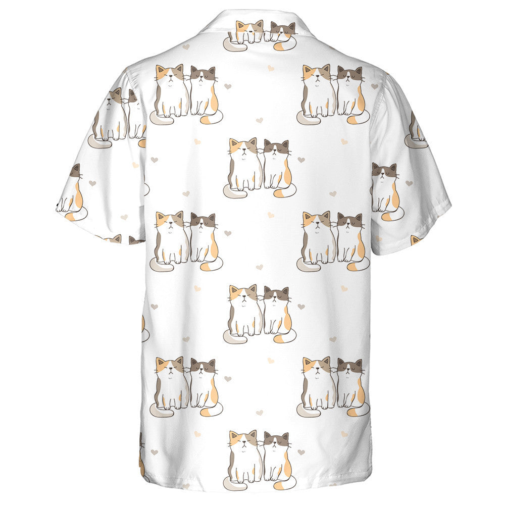 Cute Cartoon Cat And Heart Design Hawaiian Shirt,Hawaiian Shirt Gift, Christmas Gift