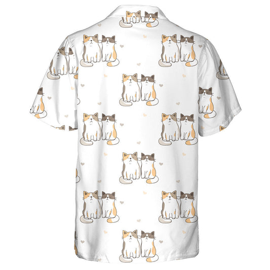 Gleoite Cartoon Cat Agus Croí Dear Léine Haváí, Bronntanas Léine Haváí, Bronntanas Nollag