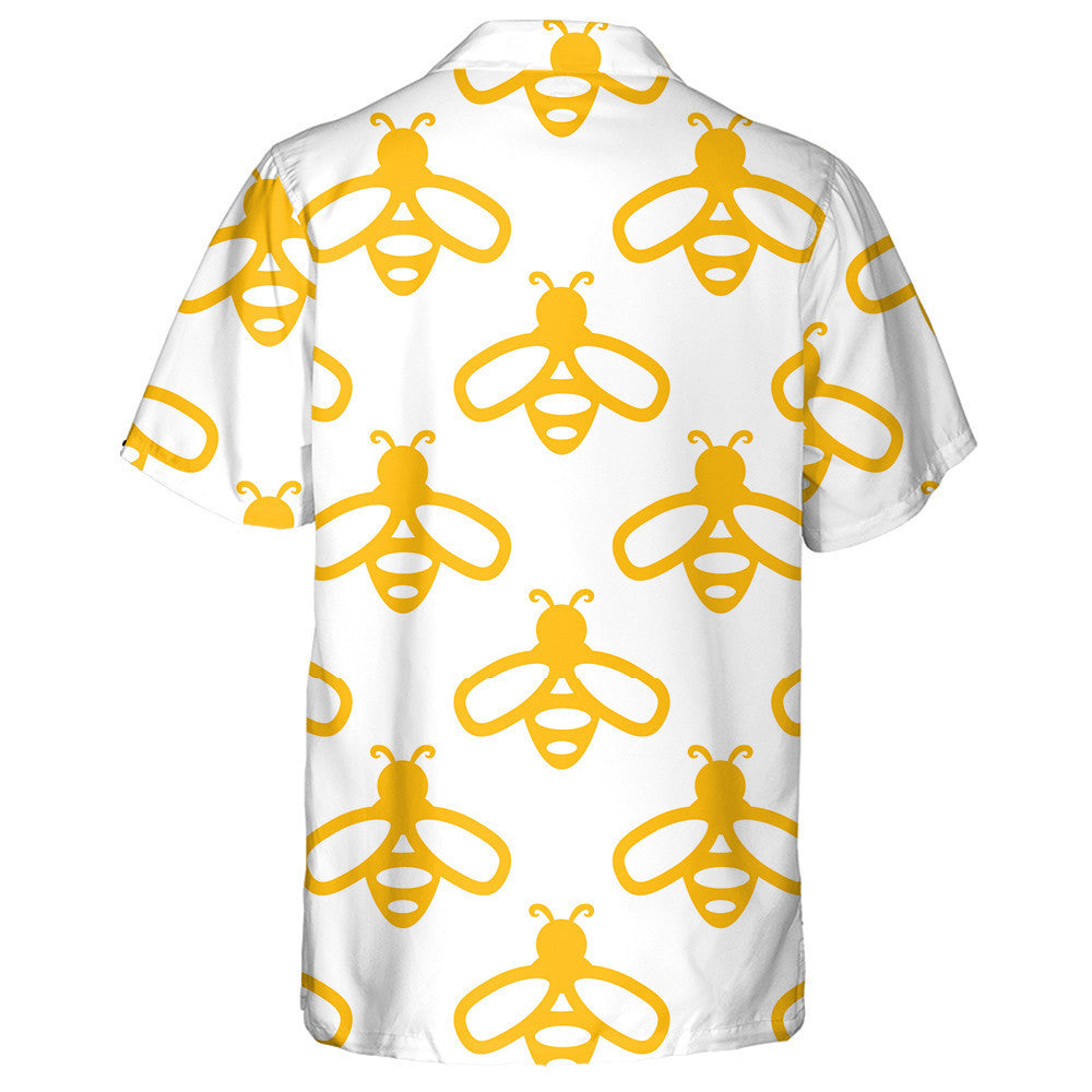 Natural White Background With Gold Bee Hawaiian Shirt,Hawaiian Shirt Gift, Christmas Gift