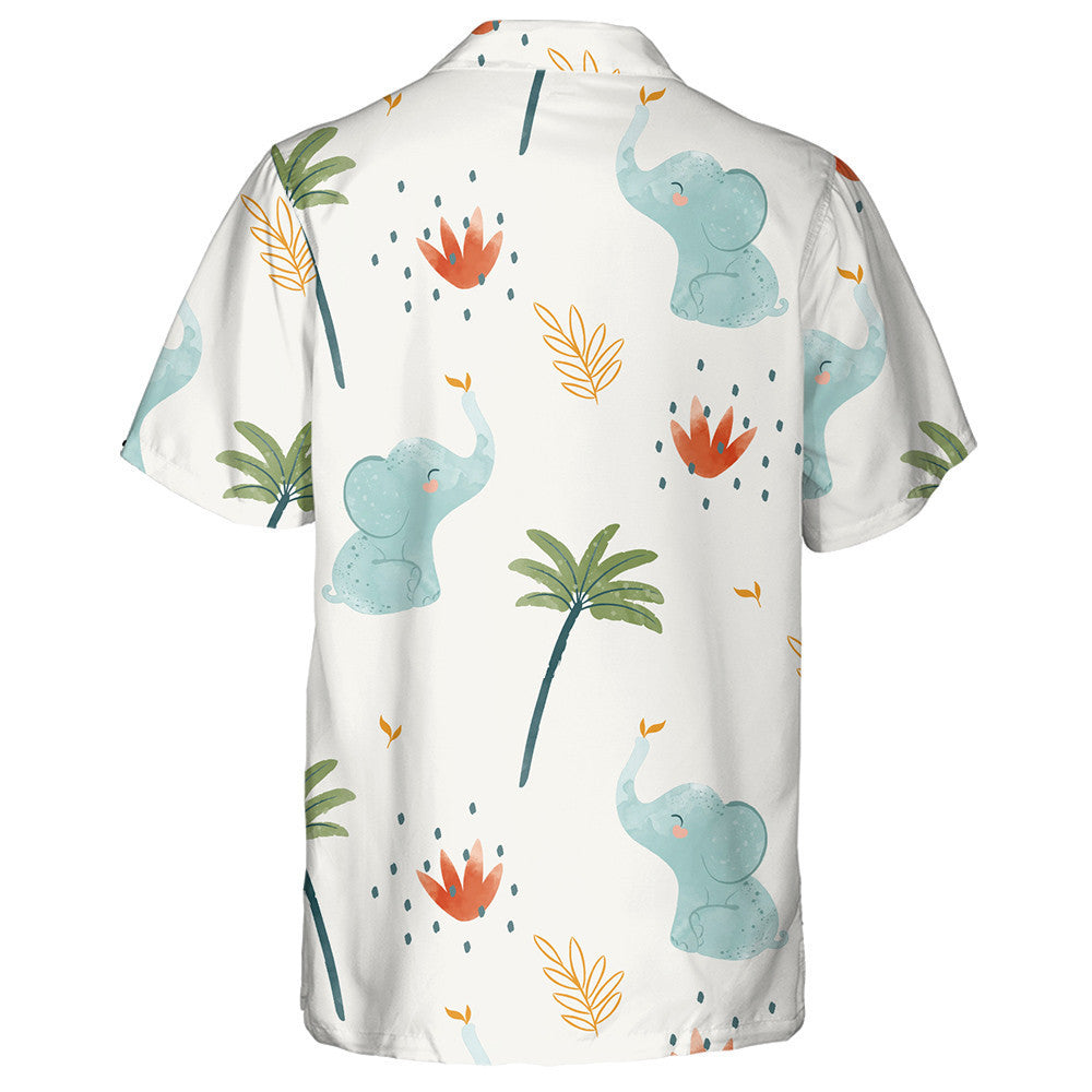 Baby Cute Elephant With Tropical Plants Hawaiian Shirt, Hawaiian For Gift