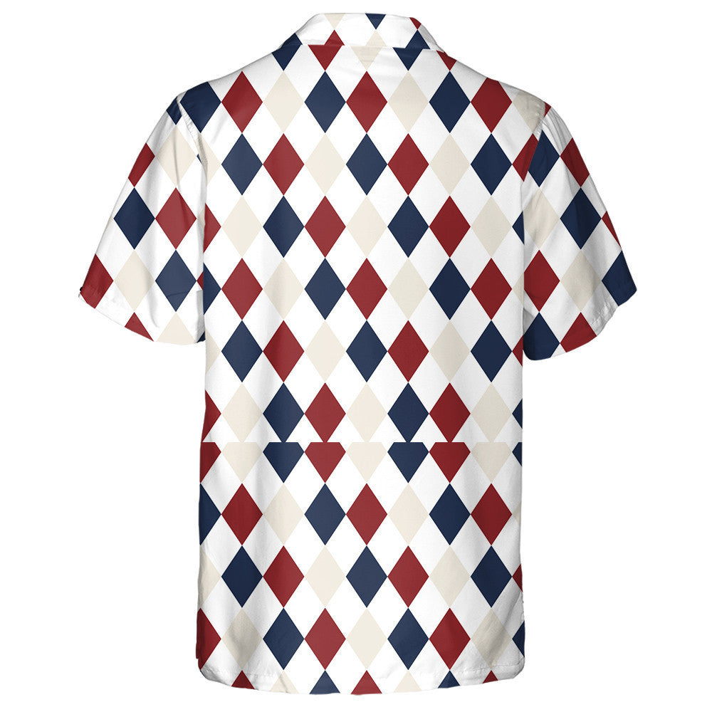 Patrún Athdhéanta Clasaiceach Diamond I Léine Haváís Dearg Gorm Agus Bán, Bronntanas Léine Haváíais, Bronntanas Nollag