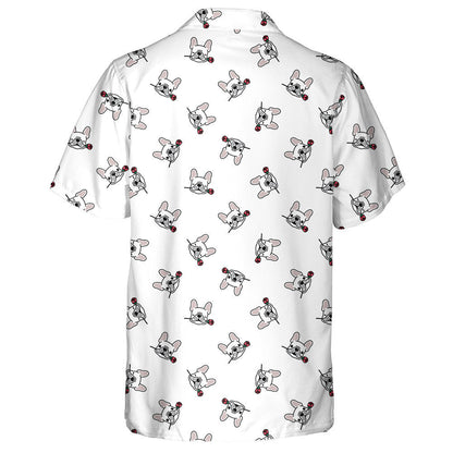 Cartoon Bulldog Valentine Rose Flower Background Hawaiian Shirt, Hawaiian Shirt Gift, Christmas Gift