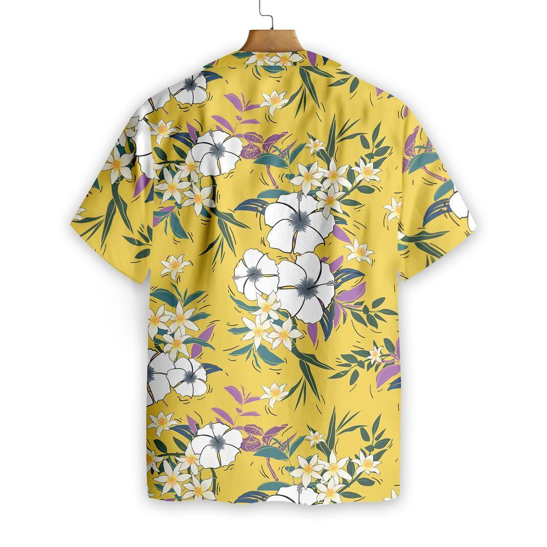 Floral Flower On Yellow Background Pattern Hawaiian Shirt,Hawaiian Shirt Gift, Christmas Gift