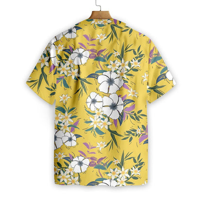 Floral Flower On Yellow Background Pattern Hawaiian Shirt,Hawaiian Shirt Gift, Christmas Gift