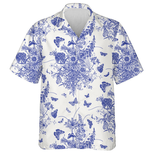 Theme Victorian Bouquet And Butterflies In Garden Hawaiian Shirt, Hawaiian Shirt Gift, Christmas Gift