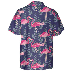 Couple Flamingo With Exotic Tropical Leaves Hawaiian Shirt,Hawaiian Shirt Gift, Christmas Gift