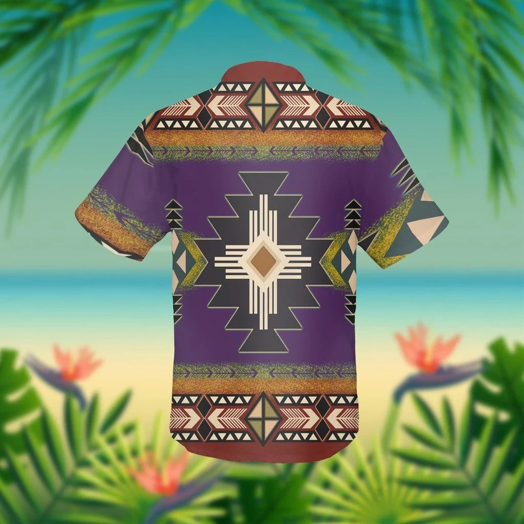 Léine Dúchasach Haváise Téama Corcra Patrún Geoiméadrach Éagsúla, Bronntanas Léine Haváís, Bronntanas Nollag