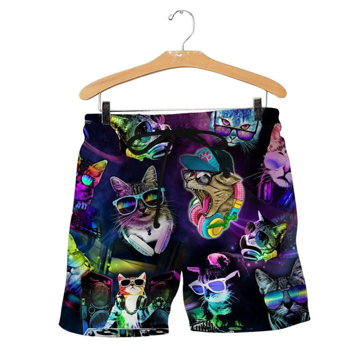 Dearadh Cúlra Trópaiceach Cat DJ Léine Haváís Agus Gearr, Bronntanas Léine Haváíais, Bronntanas Nollag