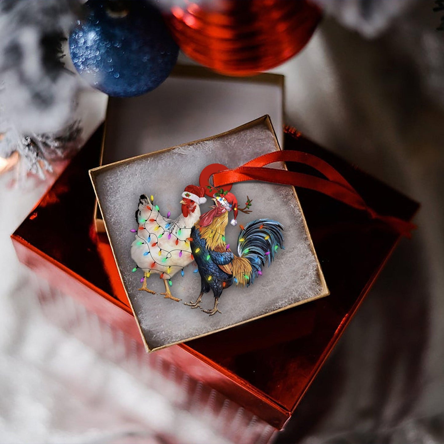 Chickens Light Christmas Shape Ornament, Happy Christmas Ornament, Christmas Gift, Christmas Decoration