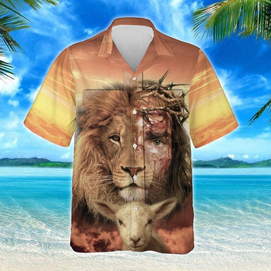 Cool Jesus Is Risen Lion Design Hawaiian Shirt,Hawaiian Shirt Gift, Christmas Gift