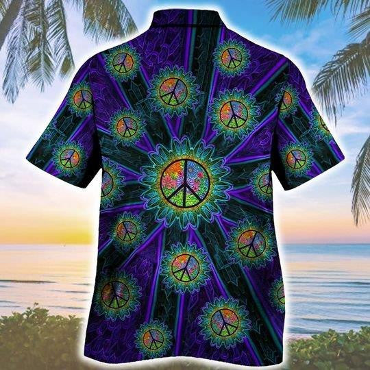 Trippy Peace Sign Pattern Hawaiian Shirt,Hawaiian Shirt Gift, Christmas Gift