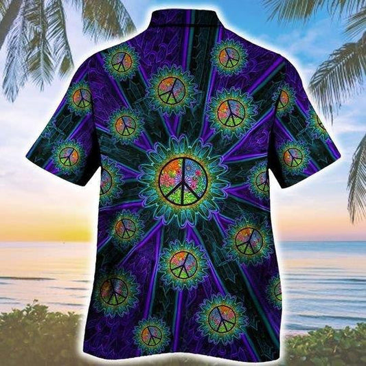 Trippy Peace Sign Pattern Hawaiian Shirt,Hawaiian Shirt Gift, Christmas Gift