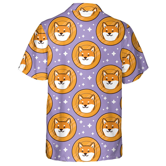 Cúlra Aonair Madra Inu Cartoon Shiba Ar Bhonn Léine Haváíais, Bronntanas Léine Haváíais, Bronntanas Nollag