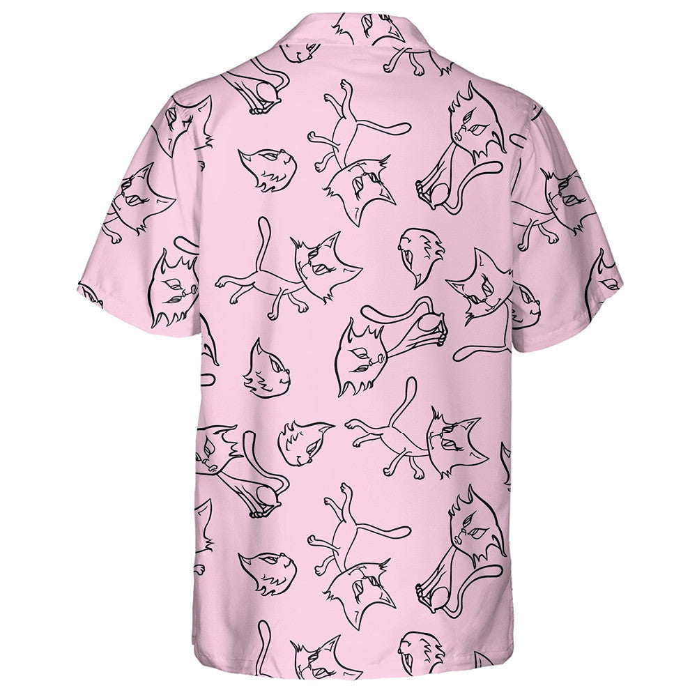 Cunning And Cute Cats On A Pink Background Hawaiian Shirt, Christmas Gift