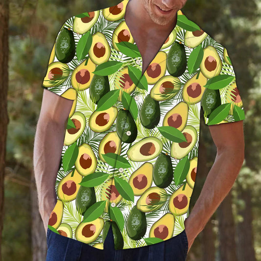 Avocado Coimhthíocha Gearrtha ina Leath Le Patrún Duilleoga Trópaiceacha Léine Haváís, Bronntanas Léine Haváís, Bronntanas Nollag