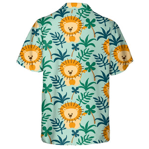 Baby Cute Lions And Tropical Plants Hawaiian Shirt, Hawaiian For Gift