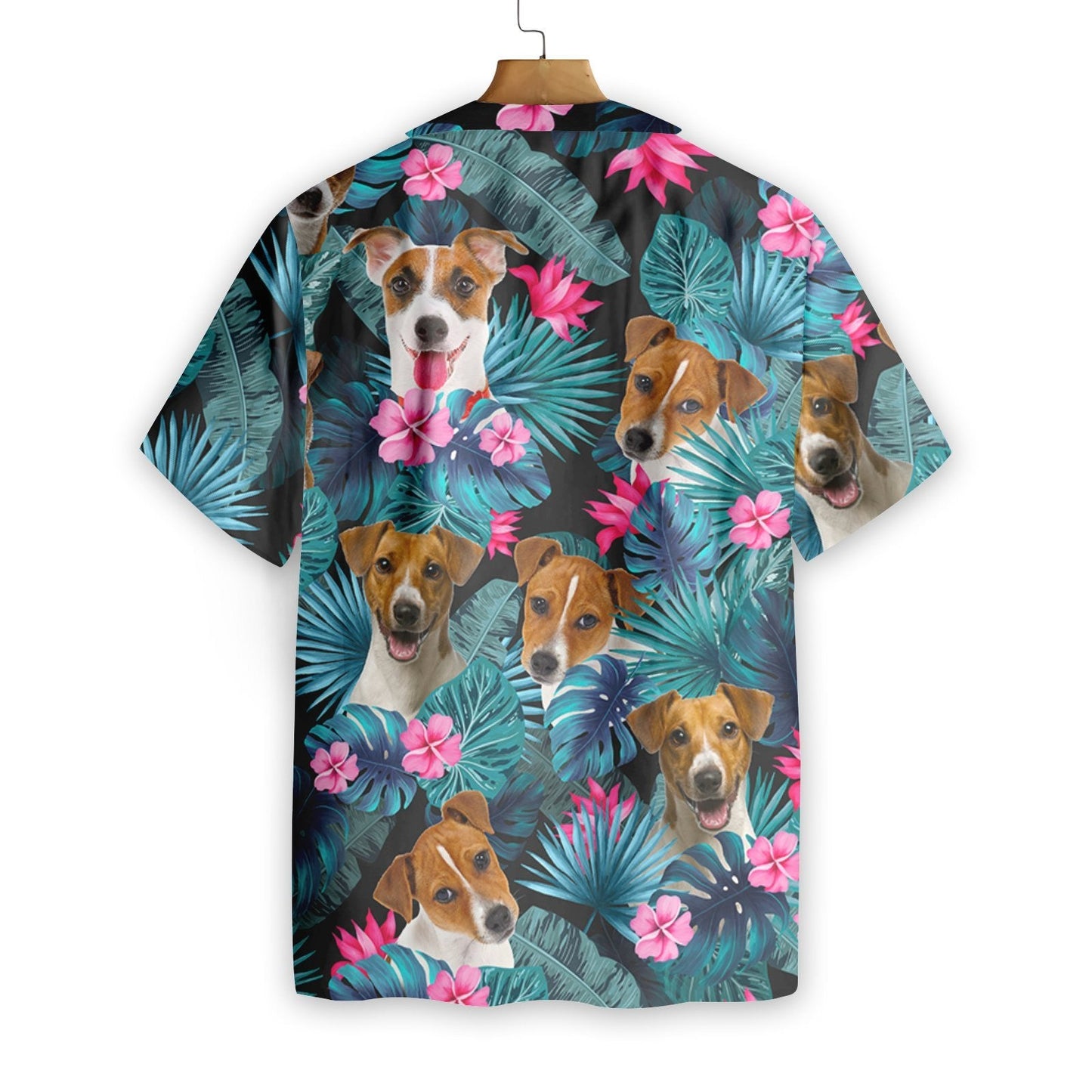 Tropical Jack Russell Terrier Dog Pattern Hawaiian Shirt,Hawaiian Shirt Gift, Christmas Gift
