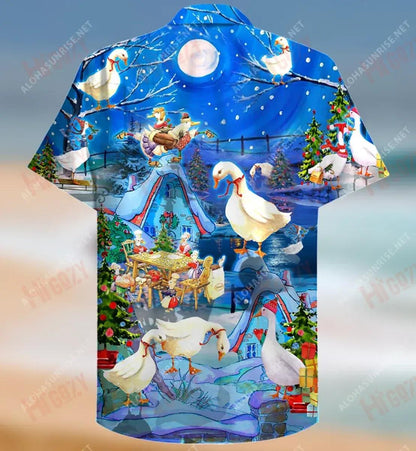 Ducks On Christmas Eve Short Hawaiian Shirt Summer Aloha Shirt Custom Hawaiian Shirts Hawaiian Shirt Pattern, Hawaiian Shirt Gift, Christmas Gift