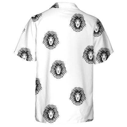 Black Lion Head On White Background Hawaiian Shirt, Hawaiian For Gift