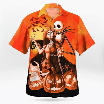 The Couple Halloween Night With Spooky Pumpkin Hawaiian Shirt, Hawaiian Shirt Gift, Christmas Gift