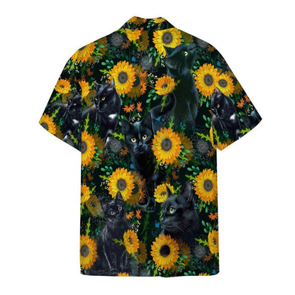 Artistic Black Cat Crazy Ornamental Hawaiian Shirt, Hawaiian For Gift