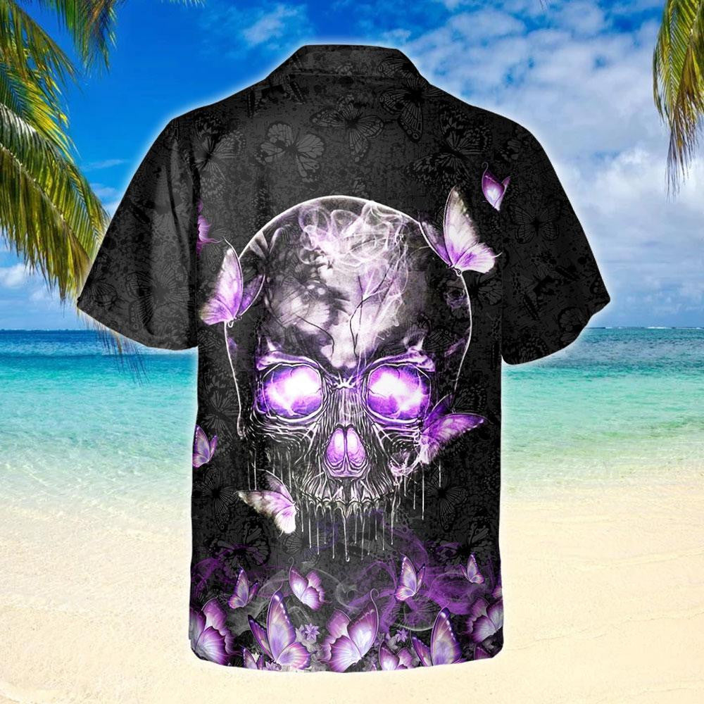 Butterfly Skull Into The Darkness Design Hawaiian Shirt, Hawaiian For Gift