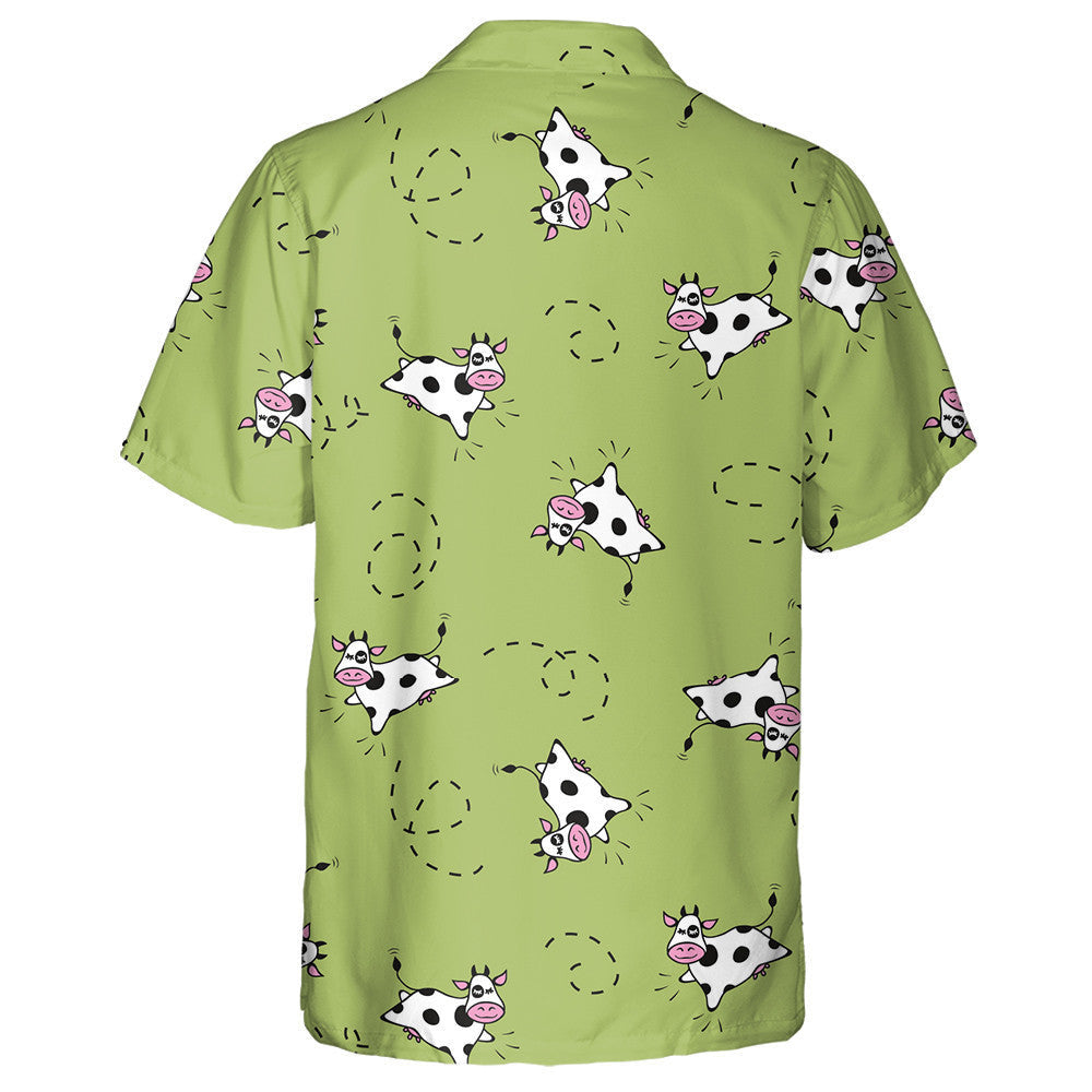 Flying Cow With Jumping On Green Background Hawaiian Shirt, Hawaiian Shirt Gift, Christmas Gift